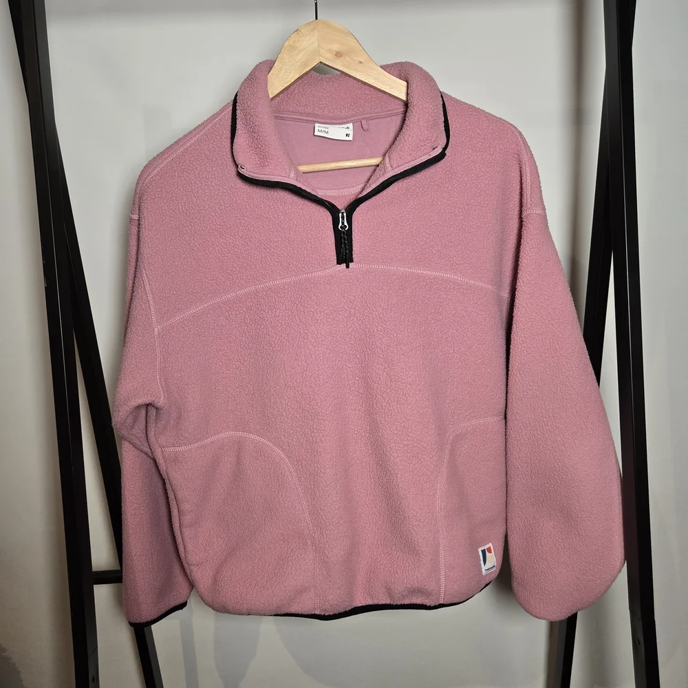 Frank & Oak Pink Half-Zip Fleece Pullover Medium - Picture 1 of 9